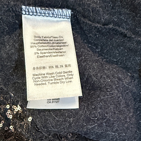 DKNY Shimmering Black Sequin Short Sleeve Top - Picture 5 of 6